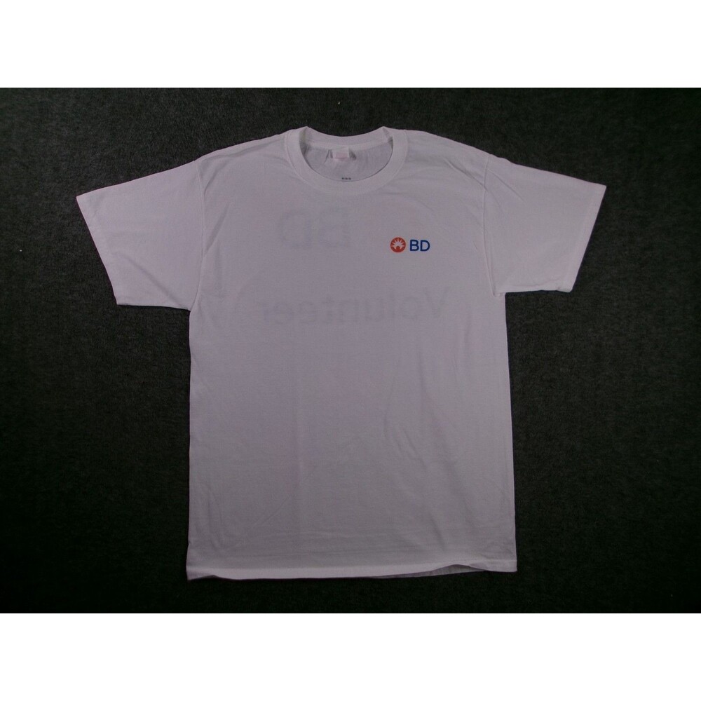 Becton Dickinson Shirt Mens M White BD Volunteer Logo Short Sleeve Crewneck